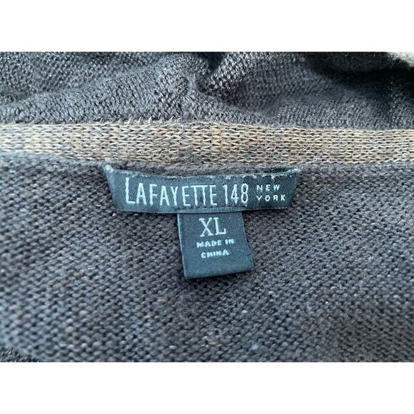 Lafayette 148 NY Cardigan Sweater XL Brown Linen Blend Ruffled Lagenlook Boho - Picture 5 of 5